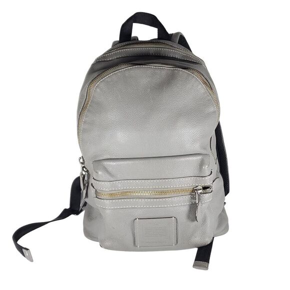 COACH Unisex Academy Gray Leather Logo Travel Laptop Bag Backpack - Picture 1 of 16